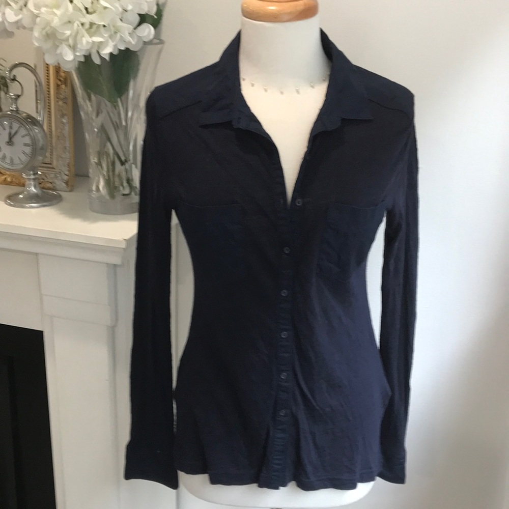Banana Republic Navy Button up Blouse Top